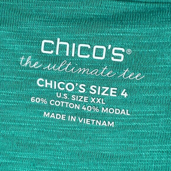 Chico's Women's Top 2X Ultimate Tee Roll Tab Short Sleeve Slubbed Cotton Blend - Picture 3 of 9